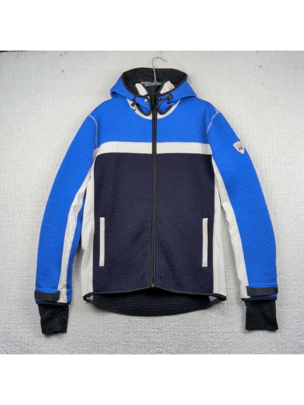 Dale Of Norway Windstopper Wool Knit Hooded Full Zip Jacket Blue Men Sz L Gorp